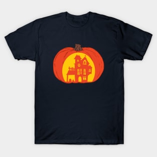 Haunted House Pumpkin Graphic T-Shirt